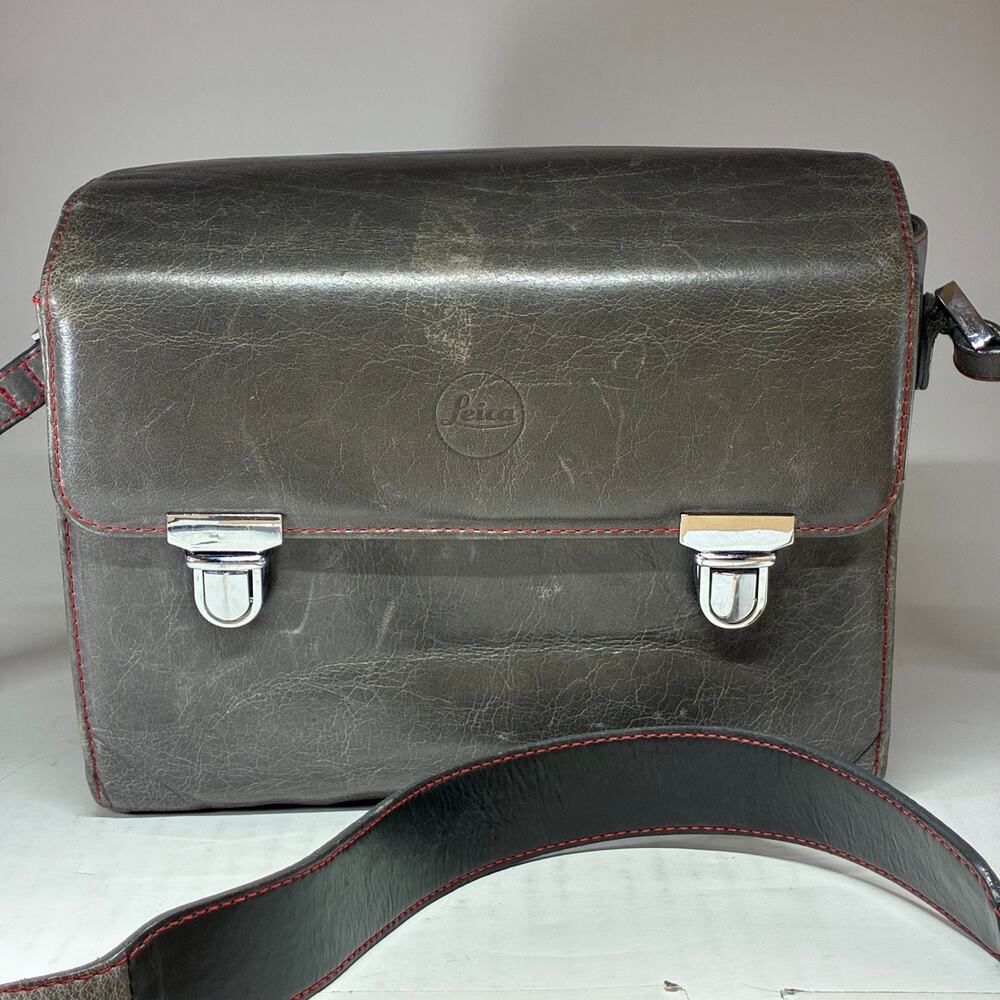 Vintage Leica Leather System Case Stone Gray 18761 Camera Bag Distressed Patina